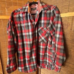 Sears Red, Black & Gray Plaid Shirt